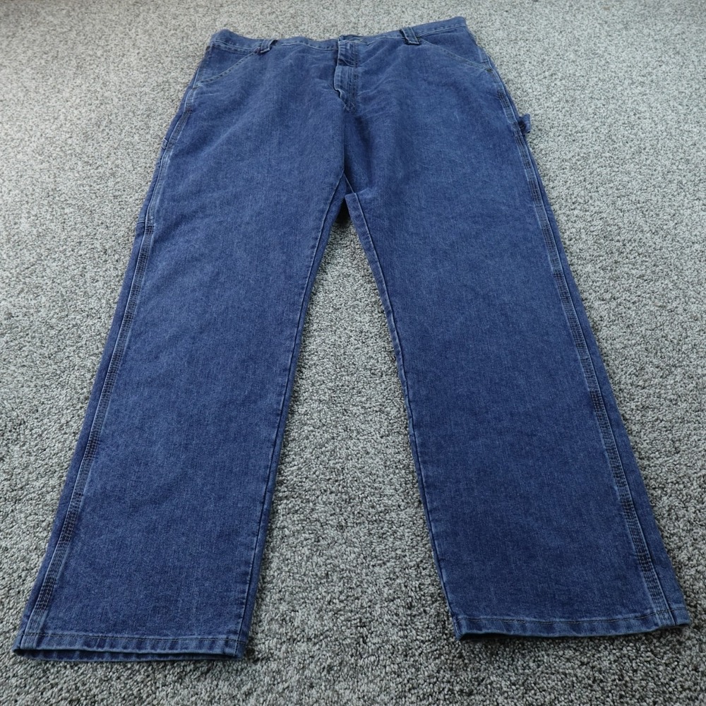Wrangler Jeans Mens 40X32 Dark Blue Denim Pants Carpenter Utility Work Straight